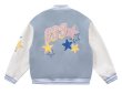 画像3: alphabet & star embroidery PU leather sleeve  BASEBALL JACKET baseball uniform jacket blouson  ユニセックス 男女兼 アルファベットロゴ&スター刺繍 エンブレム レザースリーブ ヒップホップ スタジアムジャンパー スタジャン MA-1 ボンバー ジャケット ブルゾン (3)