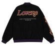 画像2: lovers logo print BASEBALL JACKET baseball uniform jacket blouson  ユニセックス 男女兼用 loversロゴプリントヒップホップ スタジアムジャンパー スタジャン MA-1 ボンバー ジャケット ブルゾン (2)