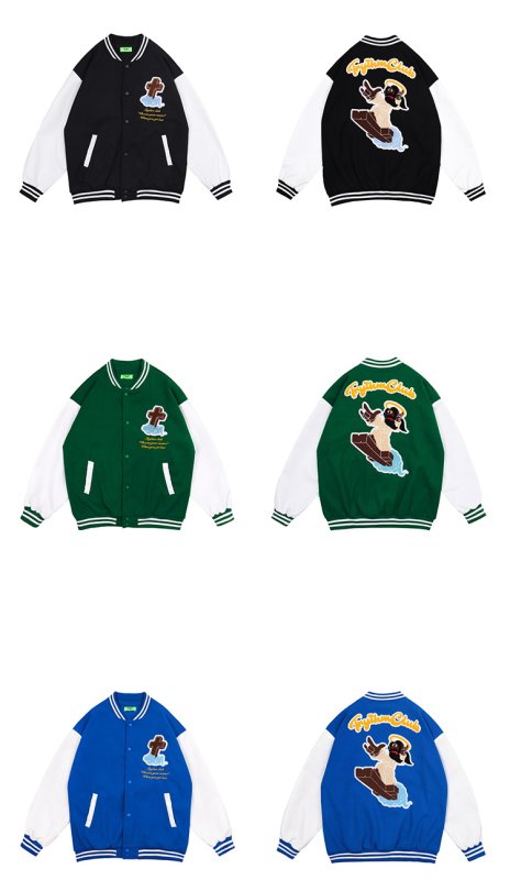 画像8: Cross & Flying embroidery PU leather sleeve  BASEBALL JACKET baseball uniform jacket blouson  ユニセックス 男女兼 クロス &フライング エンブレム レザースリーブ ヒップホップ スタジアムジャンパー スタジャン MA-1 ボンバー ジャケット ブルゾン (8)