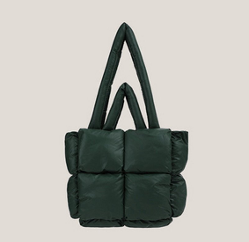 画像5: stitching plaid puff down underarm bag large capacity one-shoulder  tote2WAY bag 　ステッチチェック柄 パフダウン トート ショルダー2WAYバッグ (5)