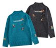画像1: Unisex half turtleneck bear embroidery sweater 男女兼用 ユニセックス ベア刺繍ハーフタートルネックセーター (1)
