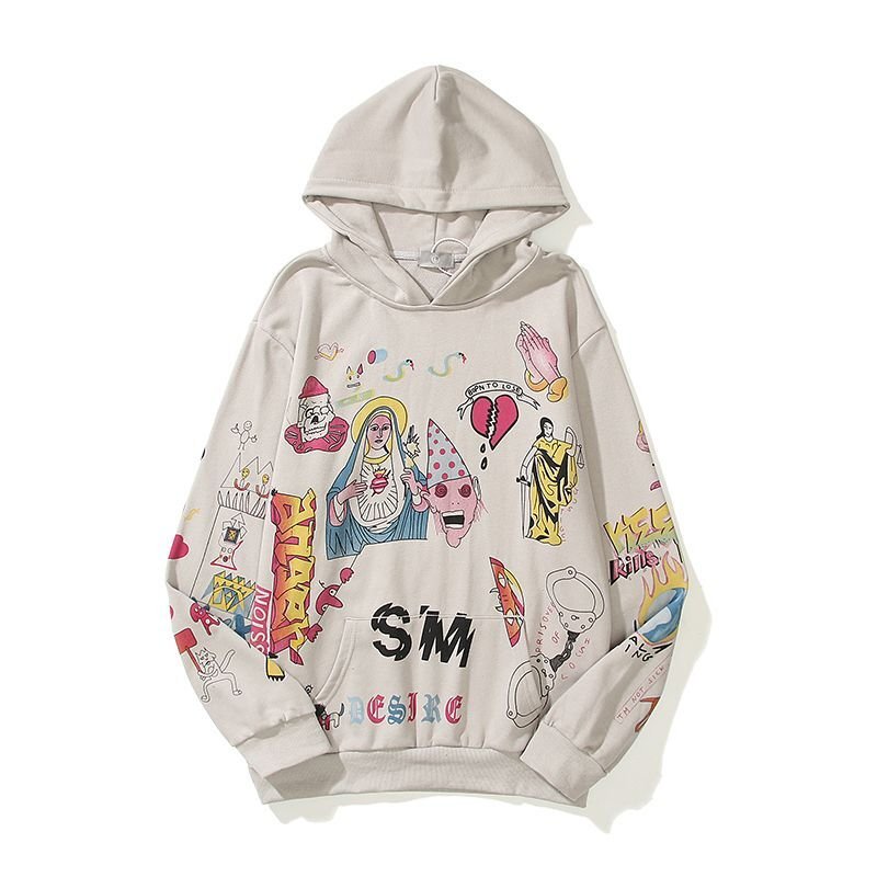 【美品】✨LAロゴ ✨フーディ グラフィティデザイン XL Unisex Simpson hand-painted graffiti loose Hoody sweater