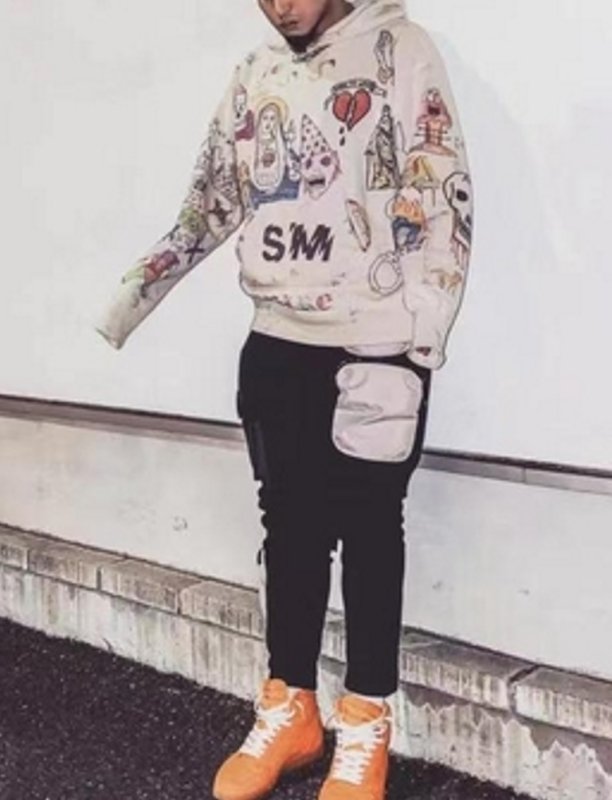 画像4: Unisex Simpson hand-painted graffiti loose Hoody sweater　男女兼用 ユニセックス シンプソングラフィックフーディ パーカー (4)