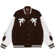 画像3: masked flockingPU leather sleeve  BASEBALL JACKET baseball uniform jacket blouson  ユニセックス 男女兼 用  マスク エンブレム レザースリーブ ヒップホップ スタジアムジャンパー スタジャン MA-1 ボンバー ジャケット ブルゾン (3)