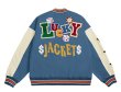 画像9: lucky&playing cards PU leather sleeve  BASEBALL JACKET baseball uniform jacket blouson  ユニセックス 男女兼 用 LUCKY&トランプ エンブレム レザースリーブ ヒップホップ スタジアムジャンパー スタジャン MA-1 ボンバー ジャケット ブルゾン (9)