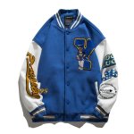 画像1: Industries Flocking Bear  BASEBALL JACKET baseball uniform jacket blouson  ユニセックス 男女兼 用 刺繍 ハイストリートベア 熊エンブレム  ヒップホップ スタジアムジャンパー スタジャン MA-1 ボンバー ジャケット ブルゾン (1)