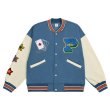 画像3: lucky&playing cards PU leather sleeve  BASEBALL JACKET baseball uniform jacket blouson  ユニセックス 男女兼 用 LUCKY&トランプ エンブレム レザースリーブ ヒップホップ スタジアムジャンパー スタジャン MA-1 ボンバー ジャケット ブルゾン (3)