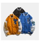画像7: Industries Flocking Bear  BASEBALL JACKET baseball uniform jacket blouson  ユニセックス 男女兼 用 刺繍 ハイストリートベア 熊エンブレム  ヒップホップ スタジアムジャンパー スタジャン MA-1 ボンバー ジャケット ブルゾン (7)