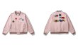 画像4: it's suck wild world emblem BASEBALL JACKET baseball uniform jacket blouson  ユニセックス 男女兼用  it's suck wild worldロゴ&フラワー エンブレム  ヒップホップ スタジアムジャンパー スタジャン MA-1 ボンバー ジャケット ブルゾン (4)