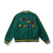 画像2: it's suck wild world emblem BASEBALL JACKET baseball uniform jacket blouson  ユニセックス 男女兼用  it's suck wild worldロゴ&フラワー エンブレム  ヒップホップ スタジアムジャンパー スタジャン MA-1 ボンバー ジャケット ブルゾン (2)