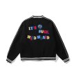 画像12: it's suck wild world emblem BASEBALL JACKET baseball uniform jacket blouson  ユニセックス 男女兼用  it's suck wild worldロゴ&フラワー エンブレム  ヒップホップ スタジアムジャンパー スタジャン MA-1 ボンバー ジャケット ブルゾン (12)