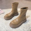 画像2:  women's Chunky sole short leather boots Martin boots　レザーチャンキーソールブーツ  マーティンブーツ (2)