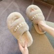 画像7: Fur sandals with pearl slippers　パール付きファーサンダル スリッパ (7)