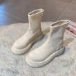 画像3:  women's Chunky sole short leather boots Martin boots　レザーチャンキーソールブーツ  マーティンブーツ (3)