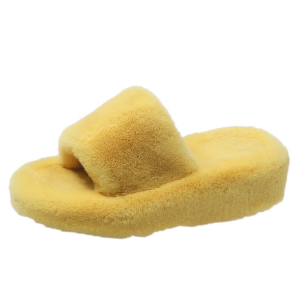 画像1: Platform fur sandals slippers　プラットフォーム厚底ファーサンダル スリッパ (1)