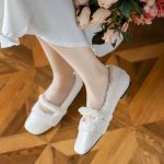 画像6: women's Lamb fur & pearl strap flat pumps 　ファー&パールストラップ フラットパンプス シューズ　 (6)