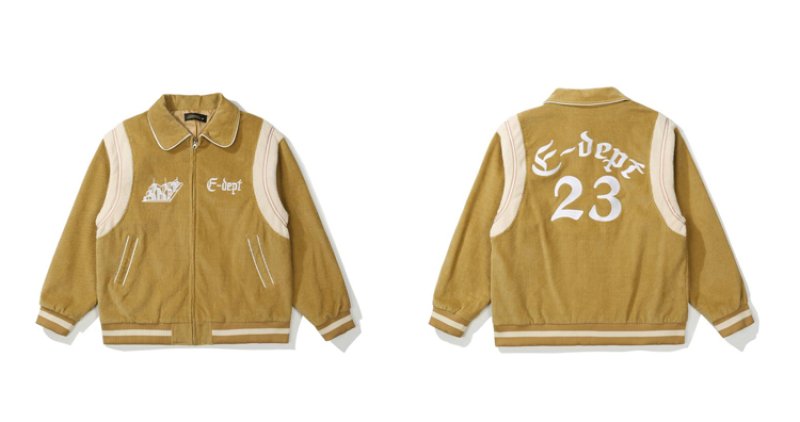 画像7: Corduroy 23 logo embroidery  BASEBALL JACKET baseball uniform jacket blouson  ユニセックス 男女兼用 コーデュロイ 23ロゴ エンブレム  ヒップホップ スタジアムジャンパー スタジャン MA-1 ボンバー ジャケット ブルゾン (7)