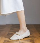 画像4: women's Lamb fur & pearl strap flat pumps 　ファー&パールストラップ フラットパンプス シューズ　 (4)
