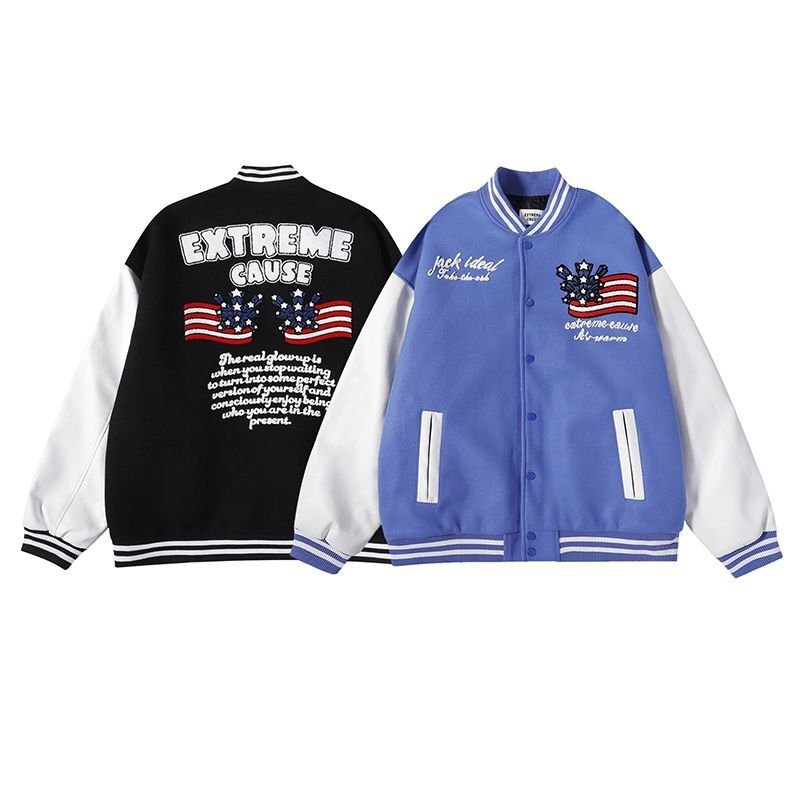 画像5: extreme cause embroidery  BASEBALL JACKET baseball uniform jacket blouson  ユニセックス 男女兼用extreme cause刺繍 エンブレム  ヒップホップ スタジアムジャンパー スタジャン MA-1 ボンバー ジャケット ブルゾン (5)