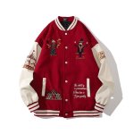画像1: Circus embroidery BASEBALL JACKET baseball uniform jacket blouson  ユニセックス 男女兼用サーカス団刺繍 エンブレム  ヒップホップ スタジアムジャンパー スタジャン MA-1 ボンバー ジャケット ブルゾン (1)