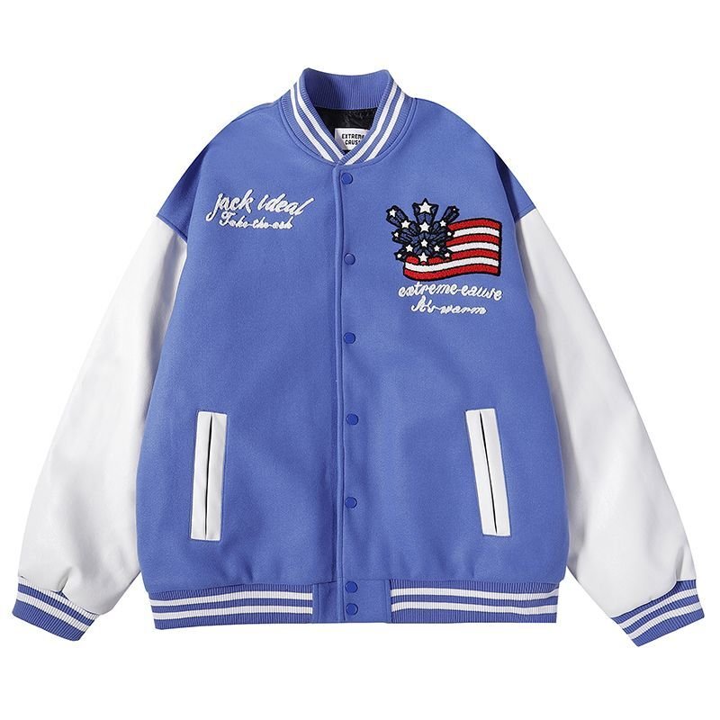 画像3: extreme cause embroidery  BASEBALL JACKET baseball uniform jacket blouson  ユニセックス 男女兼用extreme cause刺繍 エンブレム  ヒップホップ スタジアムジャンパー スタジャン MA-1 ボンバー ジャケット ブルゾン (3)