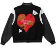 画像3: Heart & Arrow& Alphabet Logo embroidery BASEBALL JACKET baseball uniform jacket blouson  ユニセックス 男女兼用 ハート＆アロー＆アルファベットロゴ 刺繍 エンブレム  ヒップホップ スタジアムジャンパー スタジャン MA-1 ボンバー ジャケット ブルゾン (3)