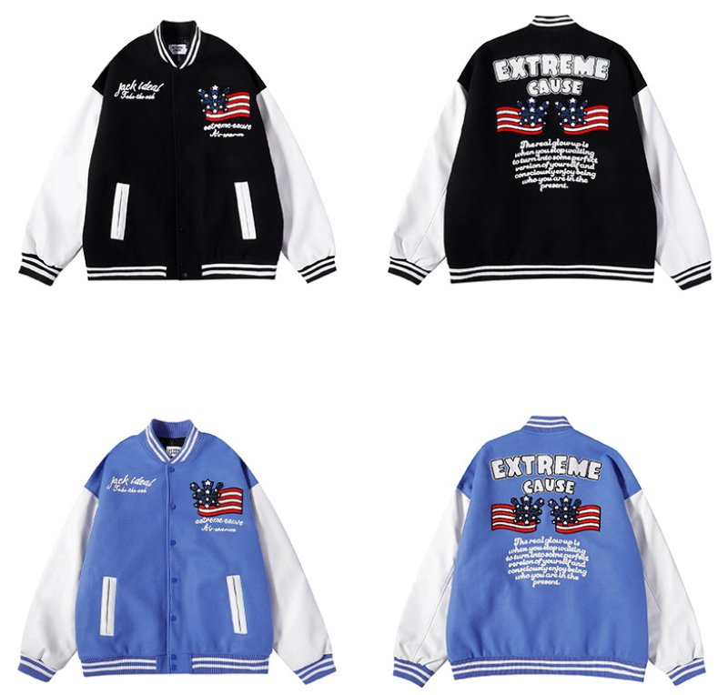 画像6: extreme cause embroidery  BASEBALL JACKET baseball uniform jacket blouson  ユニセックス 男女兼用extreme cause刺繍 エンブレム  ヒップホップ スタジアムジャンパー スタジャン MA-1 ボンバー ジャケット ブルゾン (6)