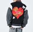 画像6: Heart & Arrow& Alphabet Logo embroidery BASEBALL JACKET baseball uniform jacket blouson  ユニセックス 男女兼用 ハート＆アロー＆アルファベットロゴ 刺繍 エンブレム  ヒップホップ スタジアムジャンパー スタジャン MA-1 ボンバー ジャケット ブルゾン (6)