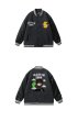 画像8: portrait flocking embroidery  BASEBALL JACKET baseball uniform jacket blouson  ユニセックス 男女兼用ポートレート刺繍 エンブレム  ヒップホップ スタジアムジャンパー スタジャン MA-1 ボンバー ジャケット ブルゾン (8)