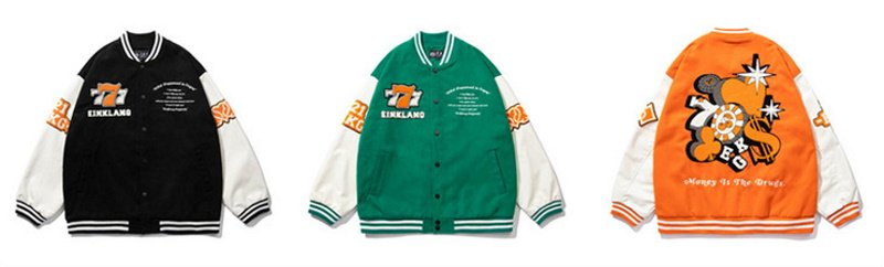 画像8: Casino game embroideryBASEBALL JACKET baseball uniform jacket blouson  ユニセックス 男女兼用 カジノ ゲーム 刺繍 エンブレム  ヒップホップ スタジアムジャンパー スタジャン MA-1 ボンバー ジャケット ブルゾン (8)