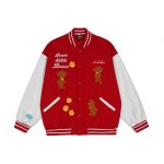 画像2: Feel lonely BASEBALL JACKET baseball uniform jacket blouson  ユニセックス 男女兼用 ベア熊ベイビー 刺繍 エンブレム  ヒップホップ スタジアムジャンパー スタジャン MA-1 ボンバー ジャケット ブルゾン (2)