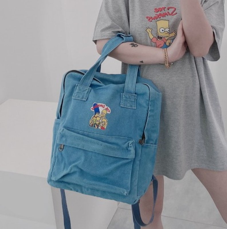 画像6:  Simpson family denim backpack tote shoulder  bag  ユニセックス男女兼用 シンプソンファミリーデニムバックパック リュック (6)