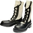 画像3:  women's lace-up socks boots Martin boots　レザーレースアップソックスブーツ ニット マーティンブーツ (3)