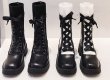 画像4:  women's lace-up socks boots Martin boots　レザーレースアップソックスブーツ ニット マーティンブーツ (4)