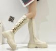 画像5:  women's lace-up elastic band thick-soled boots Martin boots　レザーエラスティックベルト ブーツ マーティンブーツ (5)