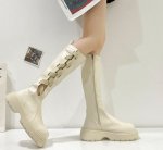 画像5:  women's lace-up elastic band thick-soled boots Martin boots　レザーエラスティックベルト ブーツ マーティンブーツ (5)