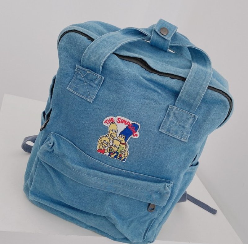画像3:  Simpson family denim backpack tote shoulder  bag  ユニセックス男女兼用 シンプソンファミリーデニムバックパック リュック (3)