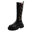 画像6:  women's lace-up elastic band thick-soled boots Martin boots　レザーエラスティックベルト ブーツ マーティンブーツ (6)