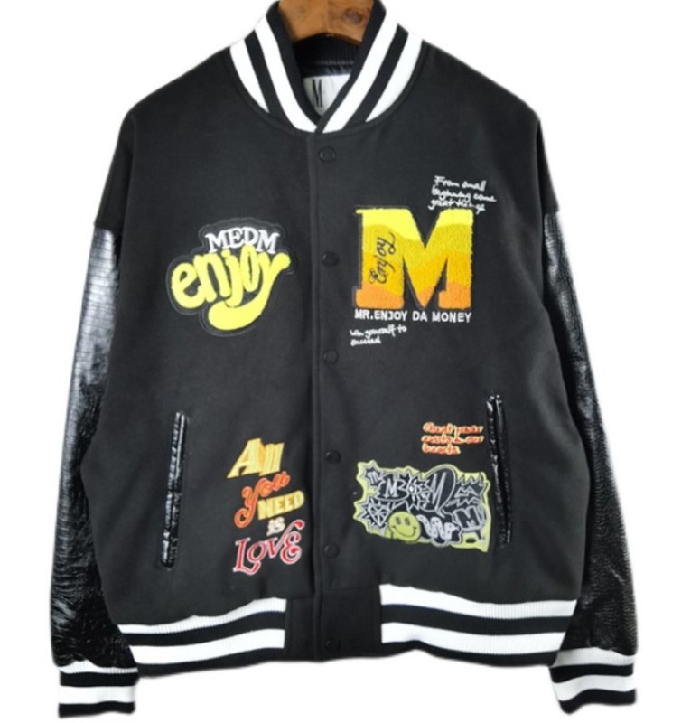 画像6: MEDM Baseball JACKET baseball uniform jacket blouson  ユニセックス 男女兼用 MEDMエンブレム  ヒップホップ スタジアムジャンパー スタジャン MA-1 ボンバー ジャケット ブルゾン (6)