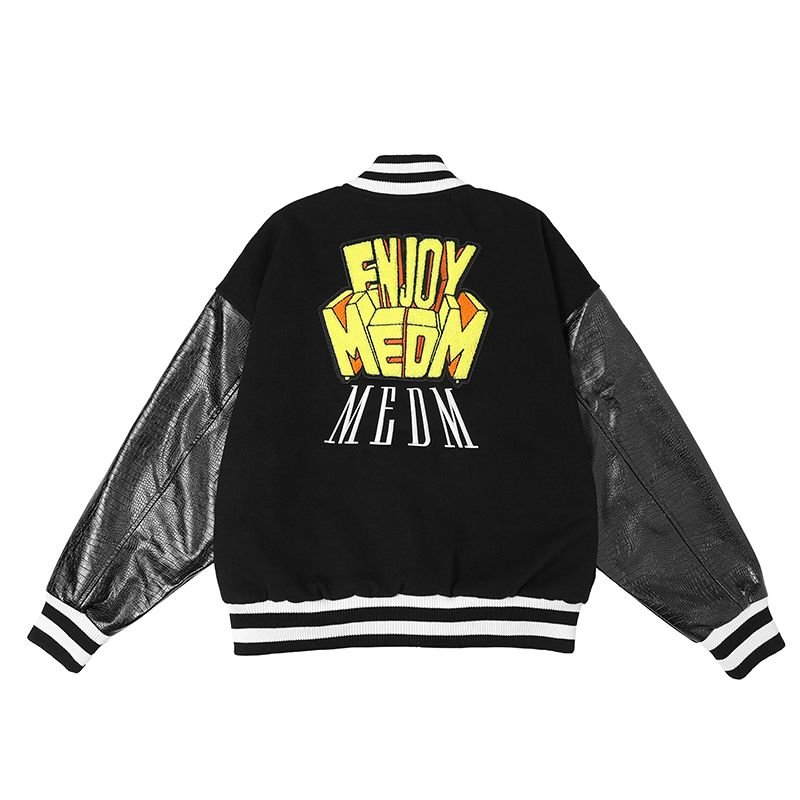 画像4: MEDM Baseball JACKET baseball uniform jacket blouson  ユニセックス 男女兼用 MEDMエンブレム  ヒップホップ スタジアムジャンパー スタジャン MA-1 ボンバー ジャケット ブルゾン (4)