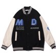 画像1: MD BASEBALL JACKET baseball uniform jacket blouson  ユニセックス 男女兼用 MD エンブレム  ヒップホップ スタジアムジャンパー スタジャン MA-1 ボンバー ジャケット ブルゾン (1)