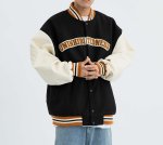 画像4: unbdns embroidered BASEBALL JACKET baseball uniform jacket blouson  ユニセックス 男女兼用 UNBDNSレターロゴ刺繍 ヒップホップ スタジアムジャンパー スタジャン MA-1 ボンバー ジャケット ブルゾン (4)