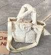 画像10: Ribbon down quilted tote shoulder bag　キルティング取り外し可能リボン付きトートショルダーバッグ (10)