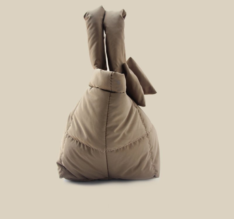 画像7: Ribbon down quilted tote shoulder bag キルティング取り外し可能リボン付きトートショルダーバッグ (7)