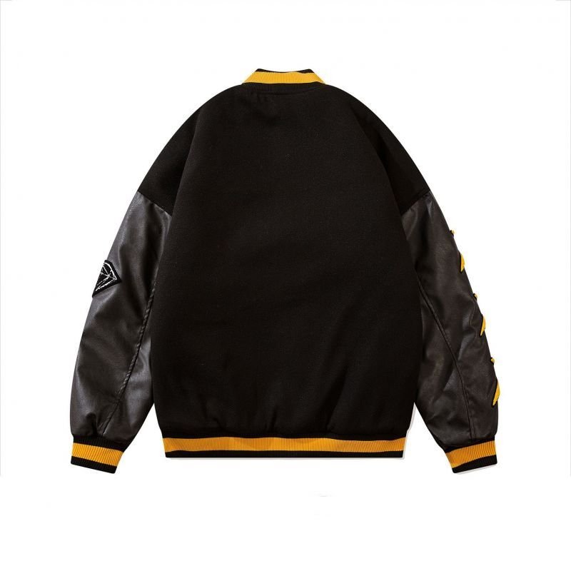 画像4: FLASH COLOR BATTLE V IBES ROGO BASEBALL JACKET baseball uniform jacket blouson  ユニセックス 男女兼用バトルV エンブレム  ヒップホップ スタジアムジャンパー スタジャン MA-1 ボンバー ジャケット ブルゾン (4)