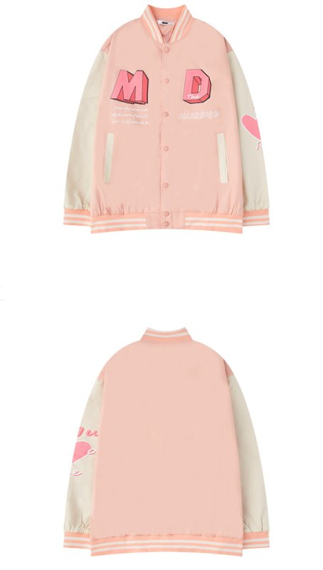 画像7: MD BASEBALL JACKET baseball uniform jacket blouson  ユニセックス 男女兼用 MD エンブレム  ヒップホップ スタジアムジャンパー スタジャン MA-1 ボンバー ジャケット ブルゾン (7)