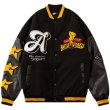 画像2: FLASH COLOR BATTLE V IBES ROGO BASEBALL JACKET baseball uniform jacket blouson  ユニセックス 男女兼用バトルV エンブレム  ヒップホップ スタジアムジャンパー スタジャン MA-1 ボンバー ジャケット ブルゾン (2)