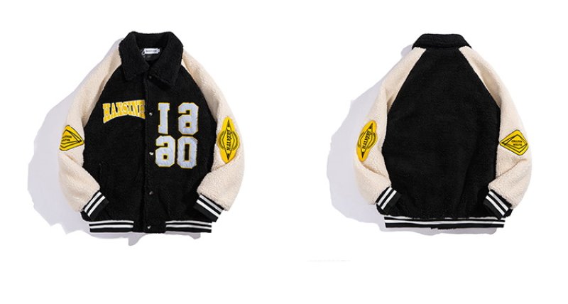画像5: Lamb velvet jacket BASEBALL JACKET baseball uniform jacket blouson  ユニセックス 男女兼用 フリース   スタジアムジャンパー スタジャン MA-1 ボンバー ジャケット ブルゾン (5)