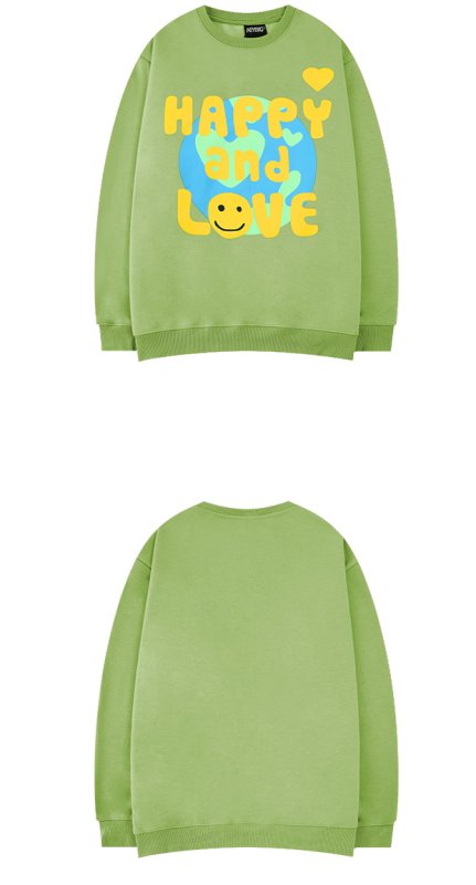 画像5: Unisex  Happy & Love Smile Print Sweat Pullover sweatshirt  ユニセックス 男女兼用 ハッピー&ラブスマイルプリントスウェット トレーナー (5)