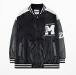 画像6: Leather letter logo embroidery BASEBALL JACKET baseball uniform jacket blouson  ユニセックス 男女兼用 レザー レターロゴ刺繡 スタジアムジャンパー スタジャン MA-1 ボンバー ジャケット ブルゾン (6)